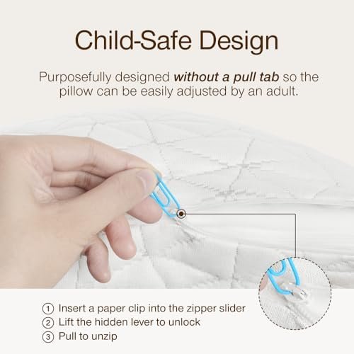 Coop Home Goods Original Toddler Adjustable Pillow, Soft, Breathable, 19" x 13" Washable Mini Bed Pillow for Kids with Premium Memory Foam and Zippered Cover, CertiPUR-US/GREENGUARD Gold - Image 3