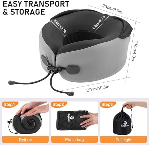 Neck Pillow for Travel - Hooded Memory Foam Plane Pillow for Airplane, Office, Cars Sleeping, Road Trip, Long Flights, Portable Plane Accessories, Includes Eye Mask & Earplugs Pink - Image 6