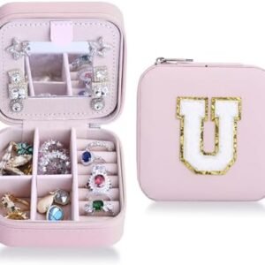 Jewelry Organizer Travel Case for Women With Mirror - Small Box for Necklace, Earrings, Ring - Bridesmaid Gifts Essentials