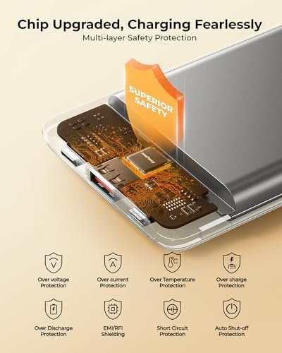 Small Portable Charger 10000mAh, Mini Power Bank with LED Display, 22.5W PD Fast Charging USB-C Battery Pack, Compact Lightweight Travel Charger Compatible with iPhone Samsung Android, White - Image 7