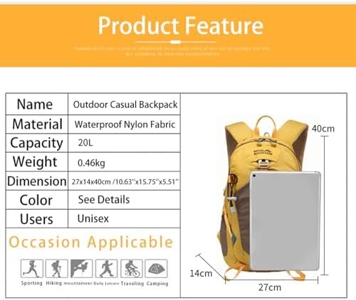 Small Hiking Backpack, 20L Lightweight Travel Backpacks For Men Women, Water Resistant Outdoor Day Pack, Ultralight Camping Daypack Backpacks, Durable Hiking Backpack Fit For Camping.(With Rain-cover) - Image 2