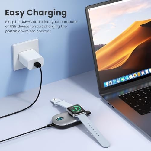 [2-Pack]Portable Charger for Apple Watch Series,Compact Wireless Magnetic iWatch Charger,2800mAh Fast Charging Power Bank for Apple Watch Series 10/9/8/7/6/SE/5/4/ 3/2/1/Nike/Ultra/Ultra 2-Black+White - Image 4