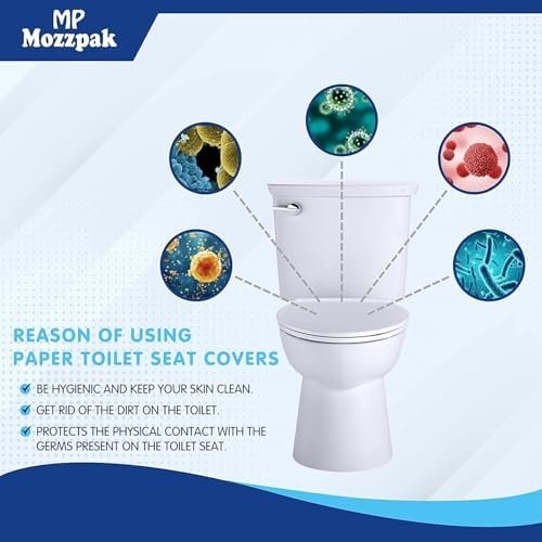 MP MOZZPAK Toilet Seat Covers Disposable (60 Pack) - XL Flushable Disposable Toilet Seat Cover for Kids Potty Training, Adults - 100% Biodegradable - Travel Essential Accessories for Airplane, Camping - Image 7