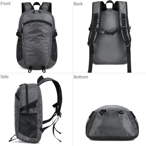 Small Hiking Backpack 15L Travel Lightweight Hiking Packable Daypack Water-Resistant Foldable Backpacks for Women Men Camping (Grey) - Image 8