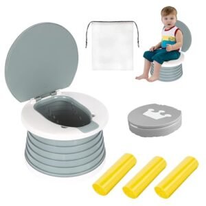 SunnySmile portable, foldable potty seat for toddler, Training Toilet Seat Emergency Toilet for Car, Camping, Outdoor, indoor (grey, small)