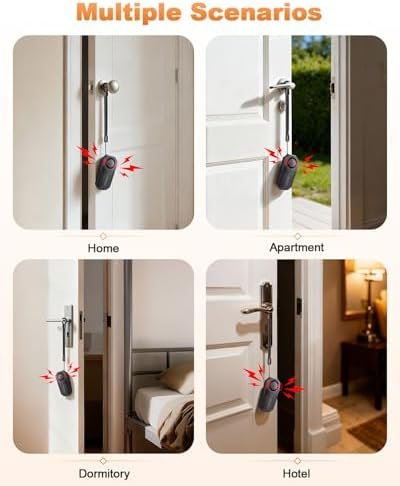Door Handle Alarm, Door Alarms for Home Security & Anti-Theft with 113dB Vibration Triggered Portable Alarms- Perfect for Kids, Toddler, Elderly, Hotel, Travel, Bedroom - Image 3