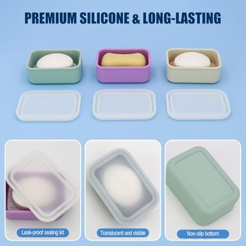 Compact Leakproof Silicone Travel Soap Case, Portable Soap Container with Drainage Layer - 2026 Travel Essentials for Camping, Gym & Shower (Blue) - Image 6