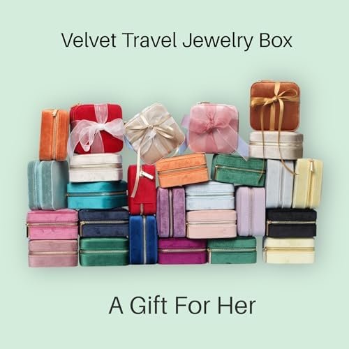 BLUTETE Travel Jewelry Box Organizer Velvet Travel Case With Mirror Rings Earrings Necklaces Storage Organizer Box (Orange) - Image 5