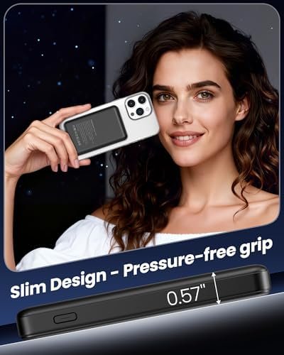 for Magsafe Portable Charger 5000mAh, Slim Magnetic Battery Pack, 15W Wireless Magnetic Battery Pack, 20W PD Fast Charging, Magnetic Power Bank for iPhone 17/16/15/14/13/12 Series (Black) - Image 3