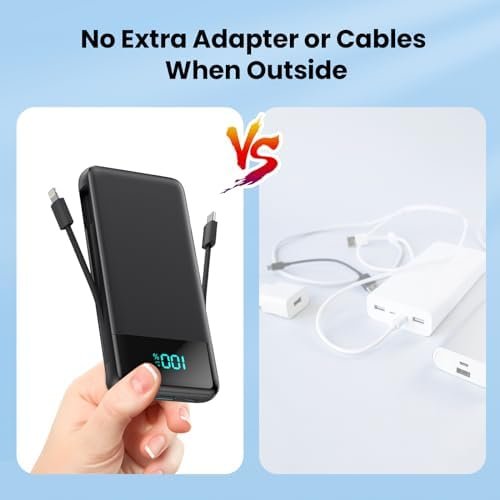 Portable Charger for iPhone with Built-in Cables and Wall Plug,Upgraded 13800mAh Fast Charging USB C Power Bank,4 Outputs Slim Travel Essential Battery Pack for iPhone 17/16/15/14/13,Galaxy,Android - Image 4