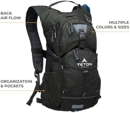 Teton Oasis/Trailrunner Hydration Backpack – Lightweight Water Pack with 2L/3L Bladder for Hiking, Running, Cycling, Biking – 2L/18L/22L Sizes – Sewn-in Rain Cover – Fits Men and Women - Image 3