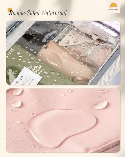 Travel Hanging Toiletry Bag for Women - Waterproof Cosmetic Organizer with Clear Window, Lightweight Bathroom Bags for Essentials, Makeup, Shampoo, Toiletries Pink, Medium - Image 4