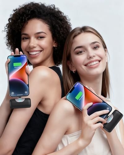 Mini Portable Charger for iPhone,Upgraded 22.5W PD Fast Charging 5500mAh Ultra-Compact Power Bank,LCD Display Plug-in Cute Battery Pack Travel Essentials for iPhone 14/14Pro/13/12/11/X/8/7/6 (Black) - Image 4