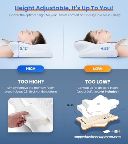 Ultra Pain Relief Cooling Pillow for Neck Support, Adjustable Cervical Pillow Cozy Sleeping, Odorless Ergonomic Contour Memory Foam Pillows, Orthopedic Bed Pillow for Side Back Stomach Sleeper - Image 4