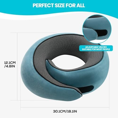 Travel Pillow uses Memory Foam to Support Neck Comfort, car Travel, Compact,Airplane Sleep Pillow Peacock Blue - Image 4