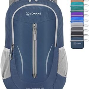 ZOMAKE Ultra Lightweight Packable Backpack 25L - Foldable Hiking Backpacks Water Resistant Small Folding Daypack for Travel(Navy Blue)