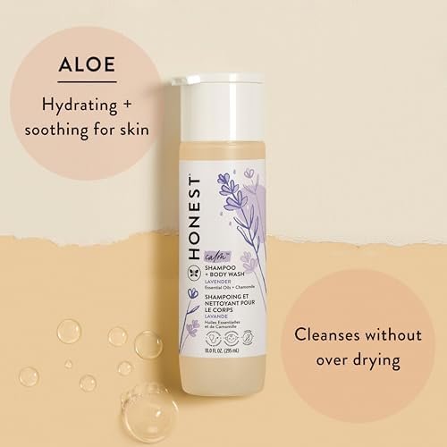 The Honest Company Babe's Mini Must Haves Gift Set Travel Size Hypoallergenic Lavender Bathtime Essentials Shampoo Body Wash (2 fl oz) Face Lotion (1 Bubble Bath - Image 4