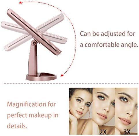 deweisn Dresser Mount Tri-Fold Lighted Vanity Mirror with 21 LED Lights, Touch Screen and 3X/2X/1X Magnification, Two Power Supply Modes Make Up Mirror,Travel Mirror - Image 3