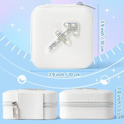 K1tpde Zodiac Travel Jewelry Case for Women, Small Organizer Box for Ring Earring Pendant Necklace Bracelet, Birthday Gifts for Mom, Lover, Sagittarius - Image 2
