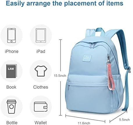 Caran·Y Kids Backpack Large Space Waterproof Classic School Backpack Light Weight Two Size Multi-pocket Toddler Backpack (Aqua Blue, Medium) - Image 3