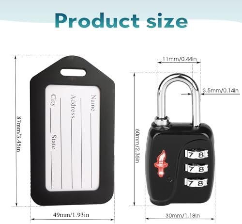 3 Sets TSA Approved Luggage Lock Combo - Secure Travel Essential w/Free Luggage Tag! Combination Lock for Suitcases, Backpacks, Gym Lockers & School - Image 2
