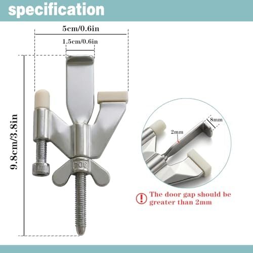 Portable Door Lock, ELEMGULY Adjustable Portable Door Lock Security Door Lock with Protective Silicone Caps for Home, Travel, Hotels, Apartments to Enhance Safety, Silver - Image 2