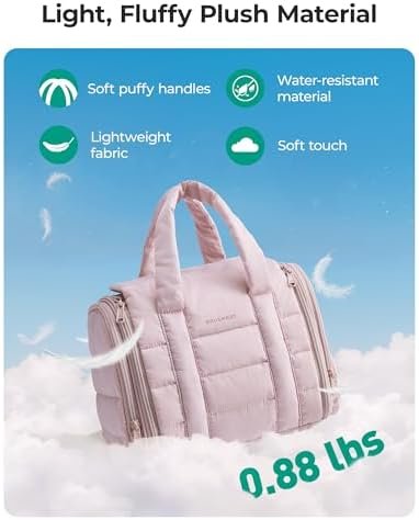 BAGSMART Travel Toiletry Bag with Removable Partition, Puffy Water-resistant Fabric Hanging Organizer for Full-Size Toiletries, Accessories, Black - Image 6