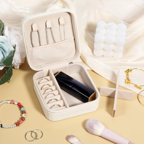 12 PCS Mini Travel Jewelry Case, Jewelry Box Small PU Leather Bridesmaid Proposal Boxes Portable for Storing Earrings, Rings, Necklaces and Wedding Bridesmaid Gift Boxes-White - Image 5