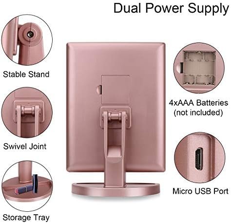 deweisn Dresser Mount Tri-Fold Lighted Vanity Mirror with 21 LED Lights, Touch Screen and 3X/2X/1X Magnification, Two Power Supply Modes Make Up Mirror,Travel Mirror - Image 5