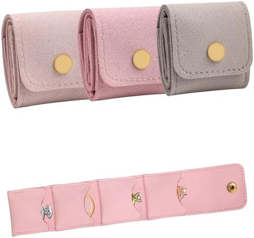 3 Pack Mini Jewelry Organizer, Travel Jewelry Case, Foldable Multifunctional Travel Jewelrys Pouch for Earrings, Necklaces, Rings, Chain Bracelets, Brooches