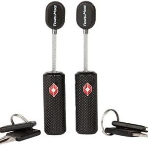 2 Pack TSA Approved Luggage Locks with Keys for Travel – Flexible Ultra Secure Mini Key Padlock & Metal Zinc Alloy Material – Black