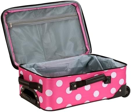Rockland Fashion Softside Upright Luggage Set, Expandable, Pink Dots, 2-Piece (14/19) - Image 5