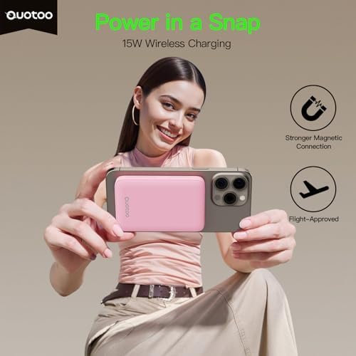 2025 Magnetic 15W Power Bank for iPhone,5000mAh Magsafe Battery Pack with 20w Fast Charging,Slim Magsafe Power Bank in&Out,with LED Display,Wireless Portable Charger for iPhone17/16/15/14/13/12 Series - Image 2