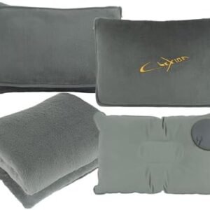 Travel Blanket & Pillow Set, 300 GSM Soft Fleece, 60x43 Inches, 3-in-1 Airplane Blanket, Travel Pillow and Blanket Set, Travel Blanket Airplane Compact with Bag, Travel Essentials, Grey