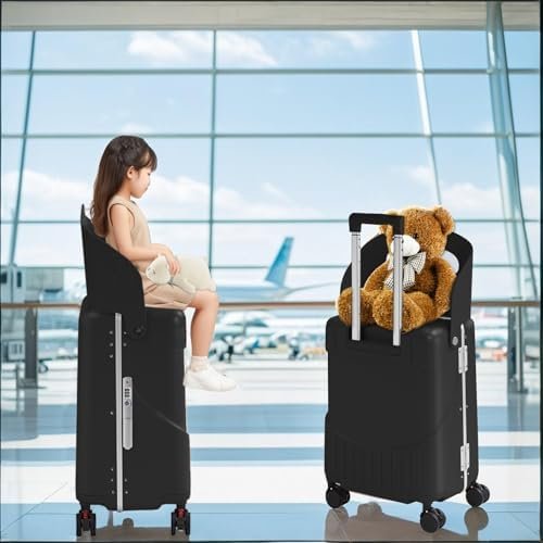 TABU 20" Ride-on Luggage with Seat For Kids & Adults,Carry On Hardshell Ride On Suitcase with 360° Lockable Spinner and TSA Lock, Black - Image 2