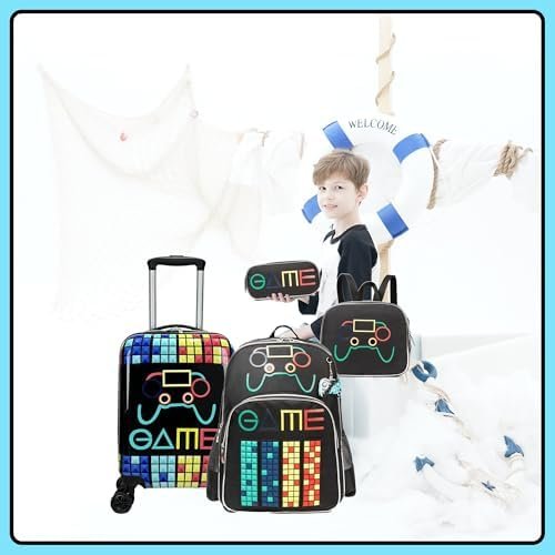 Kid’s Luggage Set 5 Piece Suitcase Set 16’’ Hardside Luggage with Spinner Wheels Girls Boys Carry on Luggage Travel Rolling Luggage Airline Approved - Image 5