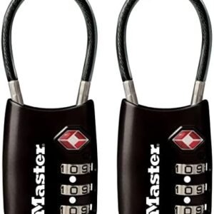Master Lock Padlock, Set Your Own Combination TSA Locks for Luggage, Travel Zipper Lock with Cable Shackle is 1-3/16 in. Wide, Colors May Vary, 4688T, 2 Count (Pack of 1)