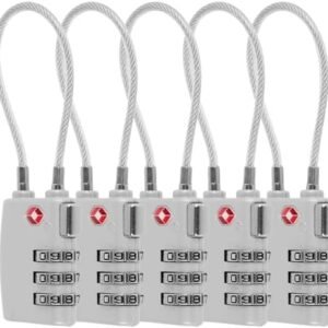 5 Pack TSA Locks for Luggage TSA Approved Luggage Locks 3 Digit Combination TSA Travel Locks Portable Cable Padlocks Zinc Alloy Body Suitcase Locks for Travel Bag Suitcase Backpack Lockers,Silver