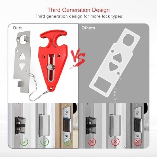 3rd Gen Portable Door Lock - Hotel Door Locks for Travelers Security, Travel Lock for Apartment/Dorm/Home - Extra Safety & Privacy Protection Device - Image 5