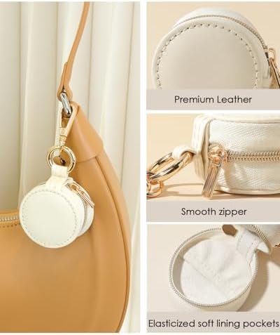 COOLYOUTH Travel Jewelry Holder Storage Ring Holder with Keychain Leather Mini Ring Case (White) - Image 4