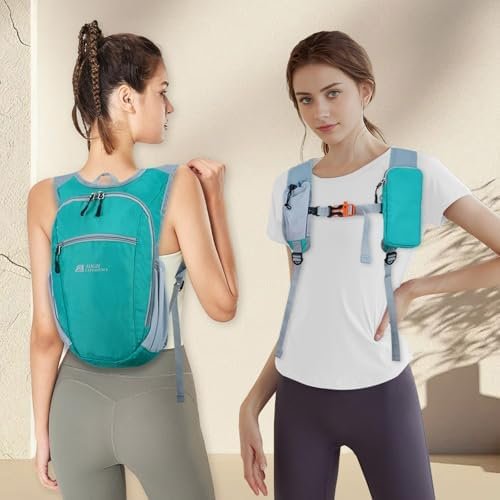Hiking Backpack 10L/15L Small Daypack Lightweight Packable Travel Foldable Water Resistan for Women Men (Lake Green, 10L) - Image 2