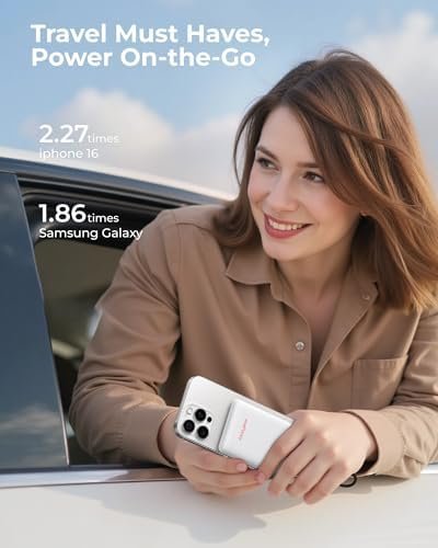 Small Portable Charger 10000mAh, Mini Power Bank with LED Display, 22.5W PD Fast Charging USB-C Battery Pack, Compact Lightweight Travel Charger Compatible with iPhone Samsung Android, White - Image 5