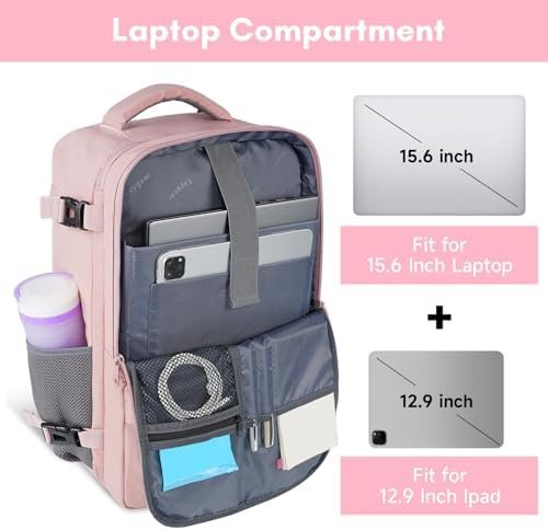 Taygeer Travel Backpack for Women, Carry On Backpack with USB Charging Port & Shoe Pouch, TSA 15.6inch Laptop Mochila Flight Approved, Nurse Bag Casual Daypack for Weekender Business Hiking, Pink - Image 5