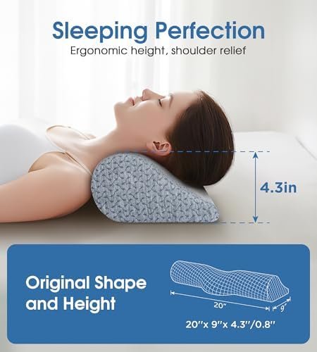 Cervical Neck Pillows for Pain Relief Sleeping, High-Density Memory Foam Pillow Neck for Bolster Support and Shoulder Relaxer, Decompression Devices Orthopedic Roll Pillow for Bed Office - Image 4