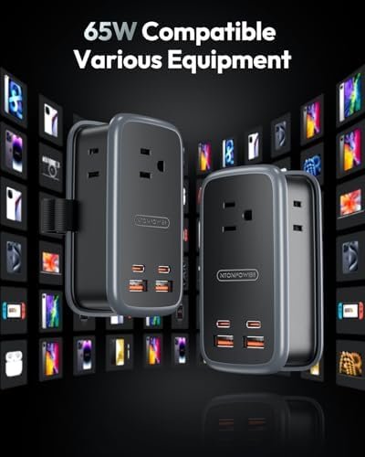 NTONPOWER GAN Ultra 65W USB Fast Charging Station, 7 in 1 Travel Power Strip with 3 Outlets 4 USB (2 USB C), Extension Cord 4ft, Travel Essentials, Cruise Power Strip Compatible with MacBook, iPhone - Image 5