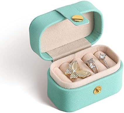 CASEGRACE Small Jewelry Ring Box Mini Travel Jewelry Case Portable Ring Storage Case for Rings Earrings, Gifts for Women, Blue