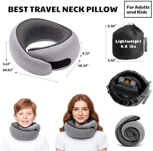 Travel Pillow for Airplane,Ergonomic Neck Support Memory Foam Scarf Pillows, Design Like a Cinnamon Roll, Soft & Comfy for Travel, Car, Train & Office, Adults & Kids, Includes 3D Eye Mask & Pill Case - Image 3