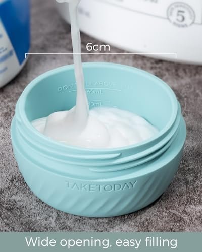 TakeToday Travel Containers for Toiletries, Leak-proof, TSA Approved, Refillable Silicone Cream Jars with Lid Travel Size Essential for Cosmetic toiletry Cream, 2oz, 4 Pack (Gray) - Image 6