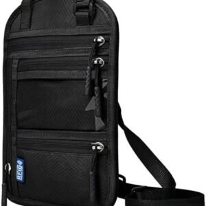 RFID Blocking Travel Neck Wallet–Hidden Passport Holder & Anti-Theft Money Pouch for Men & Women, Lightweight Concealed Travel Organizer with Adjustable Strap Secure Document