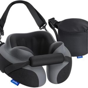 ZIKEE Ergonomic Travel Neck Pillow for Airplane, Dual-Hold Design to Stabilize Head and Neck on Flights, Ear-Free Memory Foam Airplane Travel Pillow, Quality Carrying Case, Breathable & Washable Cover